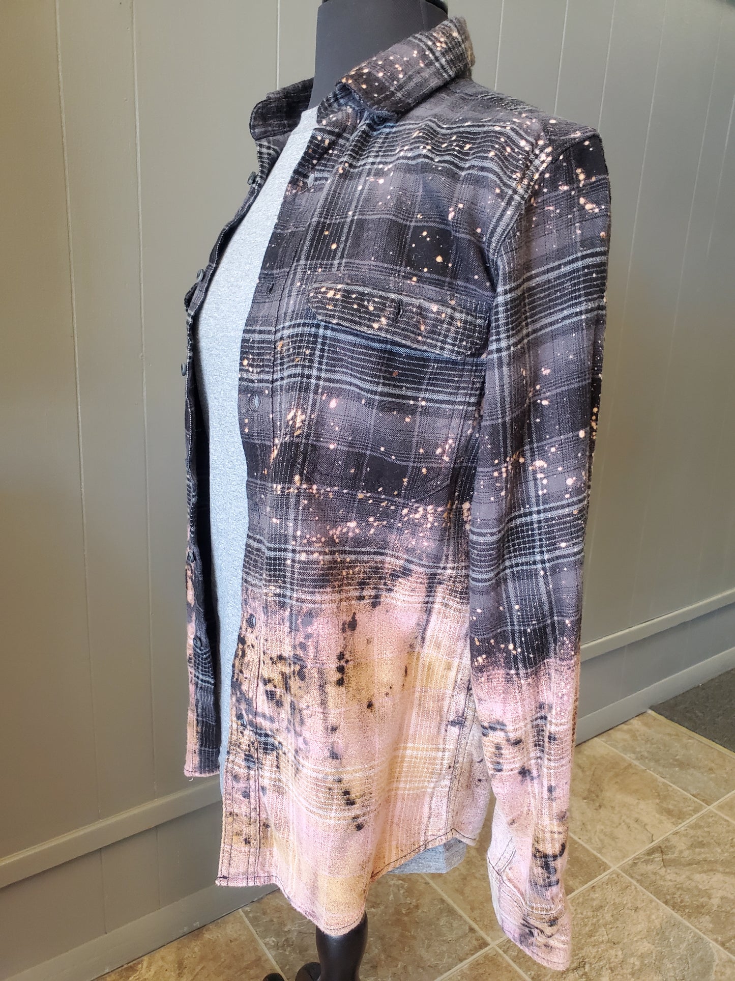 Distressed Bleached Flannel Shirt