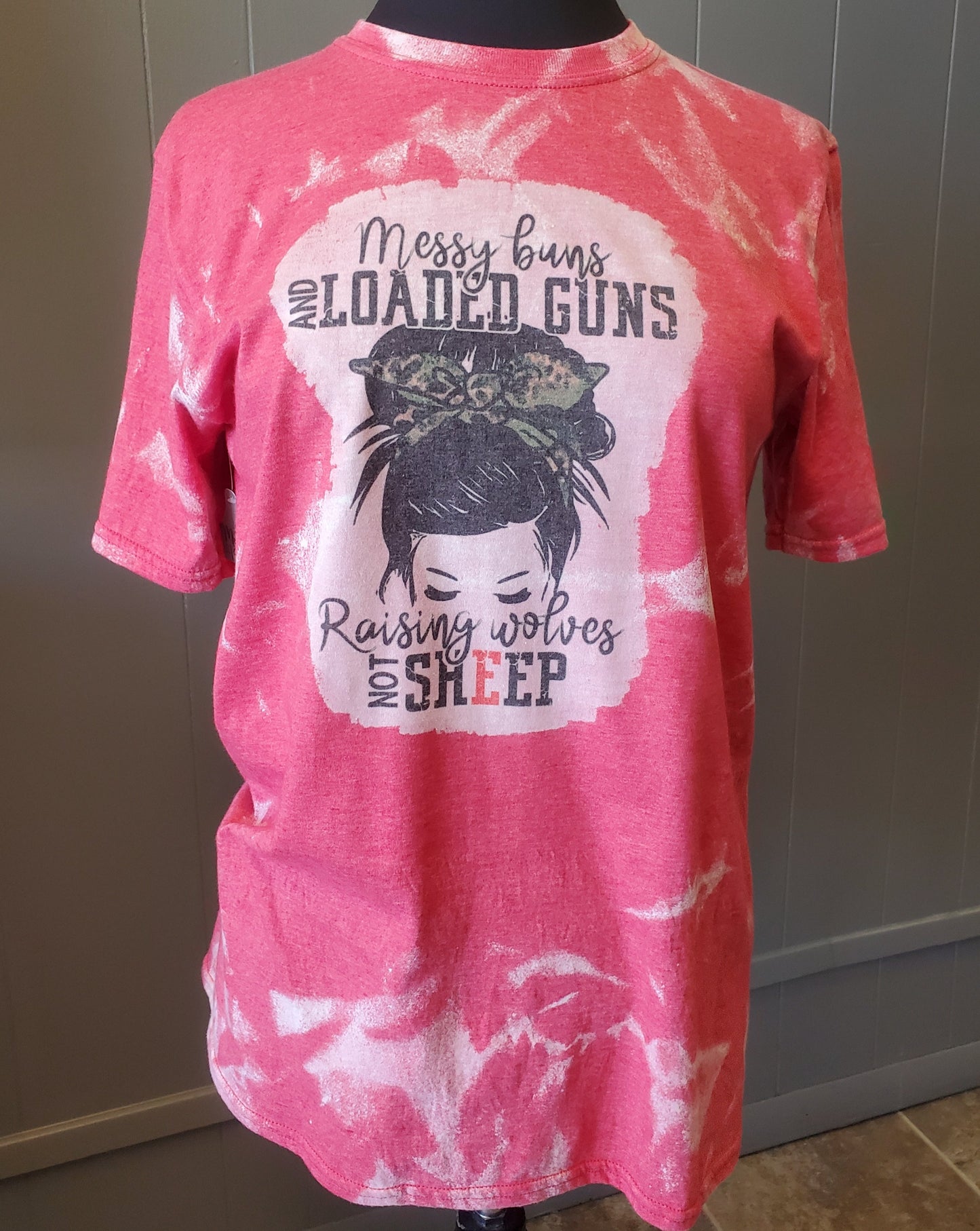 Messy Buns & Loaded Guns Bleached T-Shirt