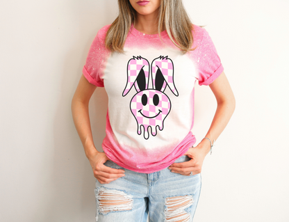 PINK CHECKERED SMILEY FACE BUNNY