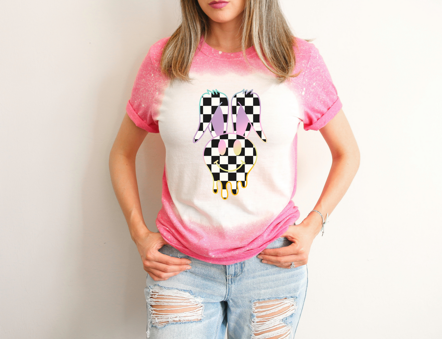 PASTEL CHECKERED SMILEY FACE BUNNY (Copy)