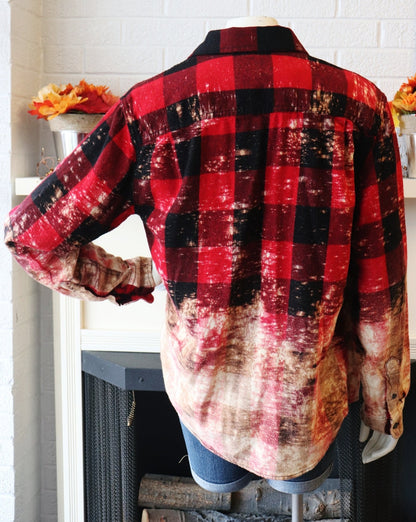 Bleached Red/Black Buffalo Flannel Shirt