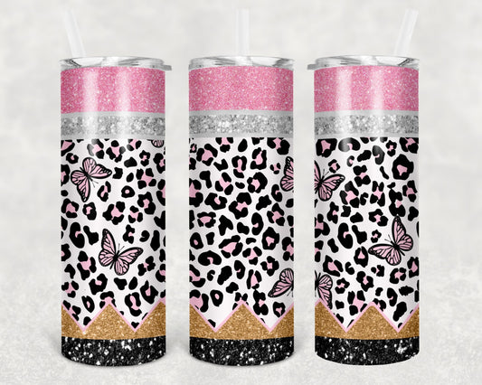 Cheetah Butterfly Pencil Tumbler